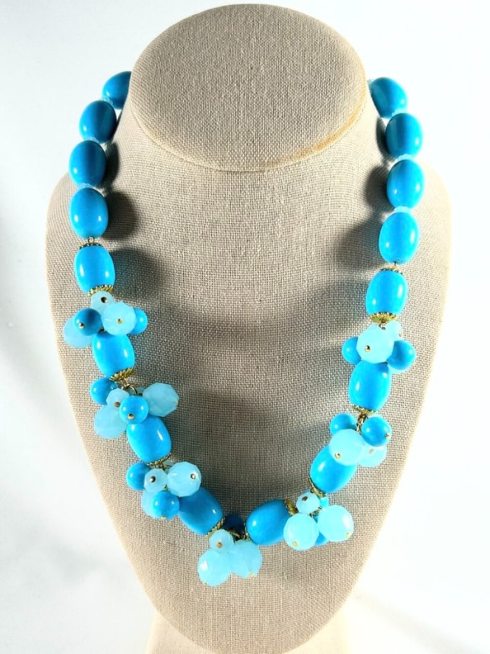 Necklace Robert Rose Blue Acrylic Bead 16" Multi Bead Statement Necklace W/Tag